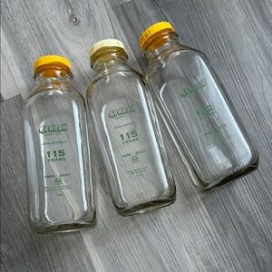 Vintage Avalon Dairy Glass Bottles with Yellow and Orange Caps